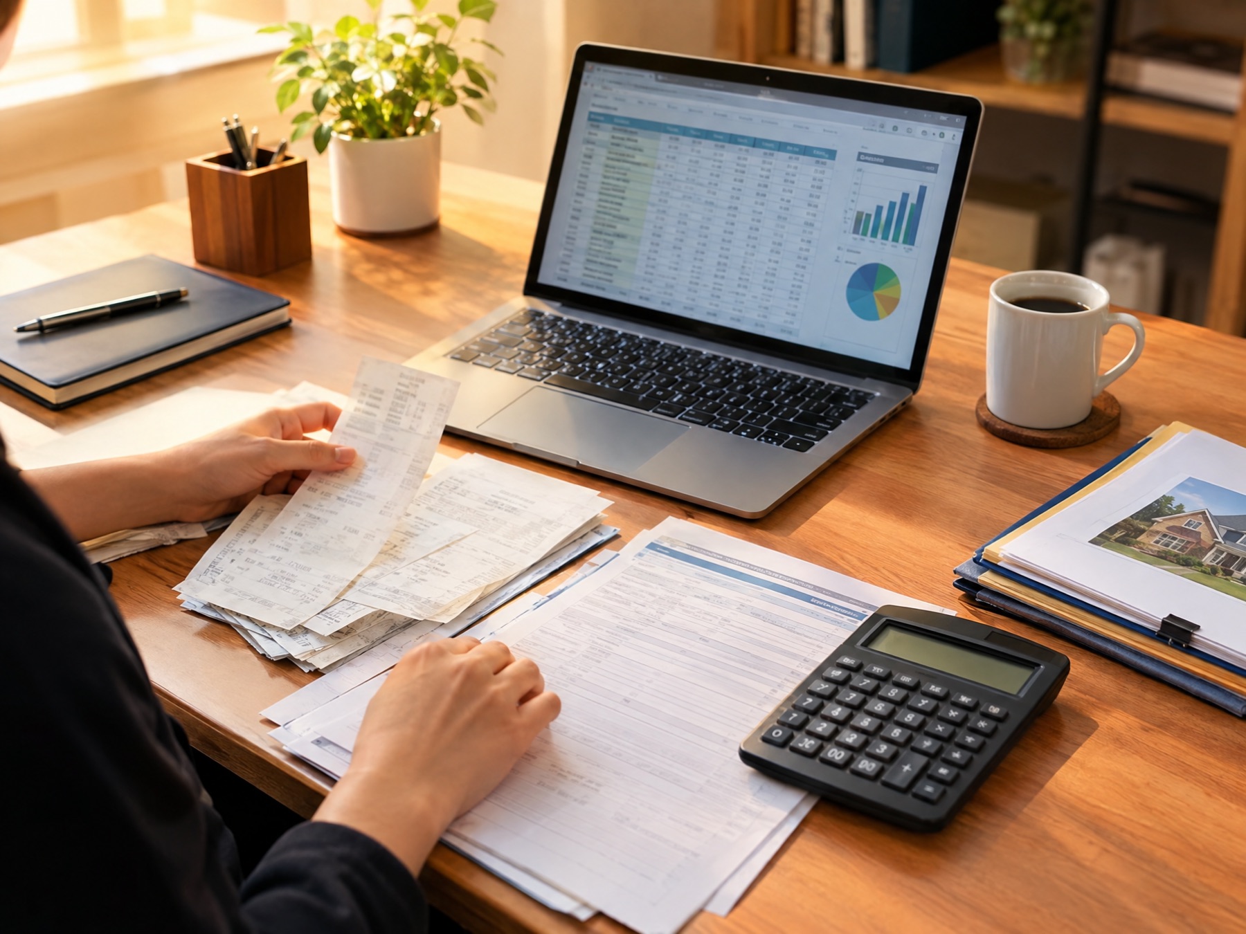 Accountant organizing real estate tax planning documents